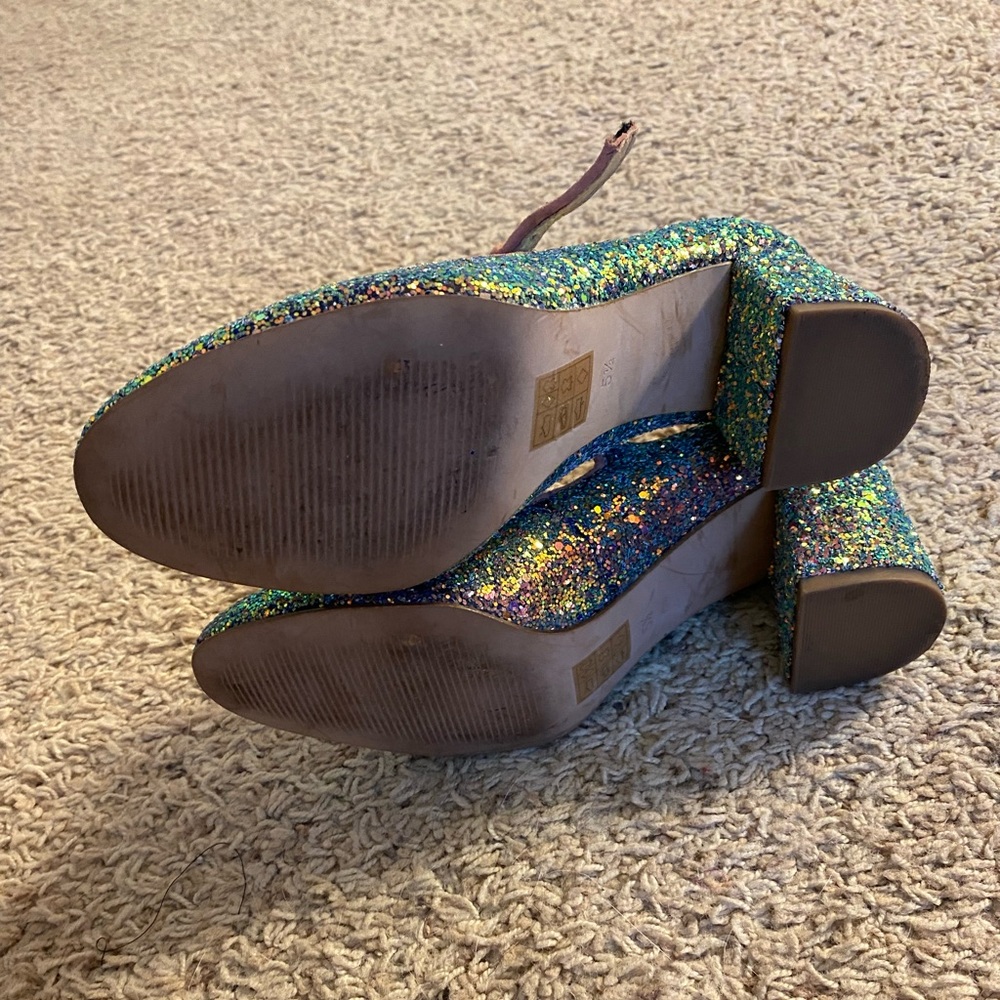 Madewell Zelda Mary Jane Glitter Iridescent Blue Pump - Picture 4 of 4